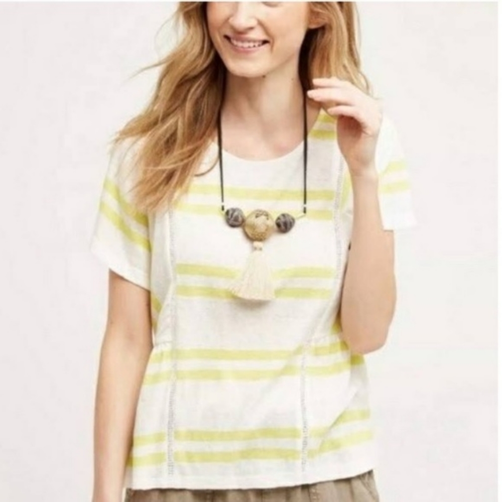 $7 Paper Locket Yellow & White Striped Top